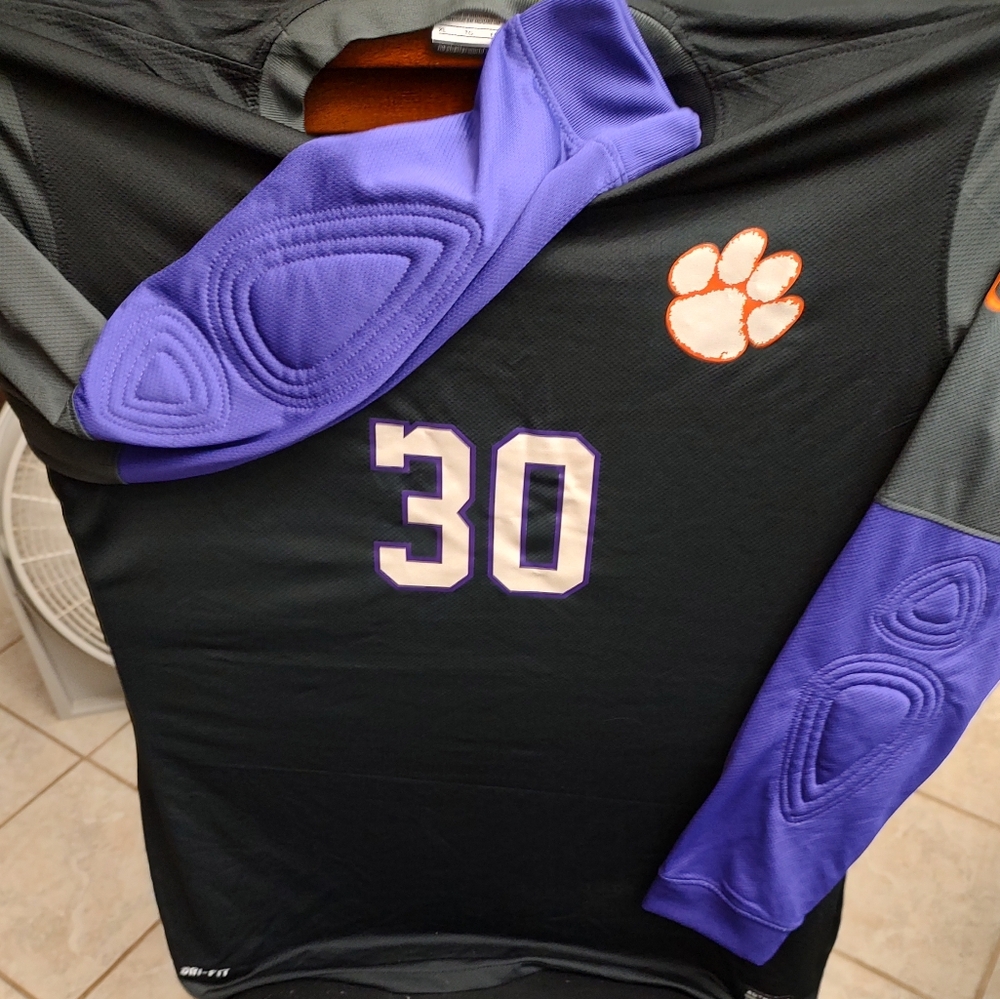 Clemson Tigers #30 Football Jersey Purple Black NCAA Size XL Nike Dri-Fit Men's